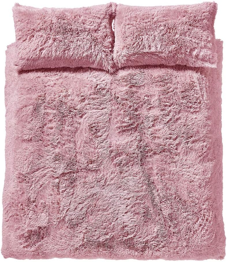 Cuddly Faux Fur Blush Duvet Cover Set by Catherine Lansfied