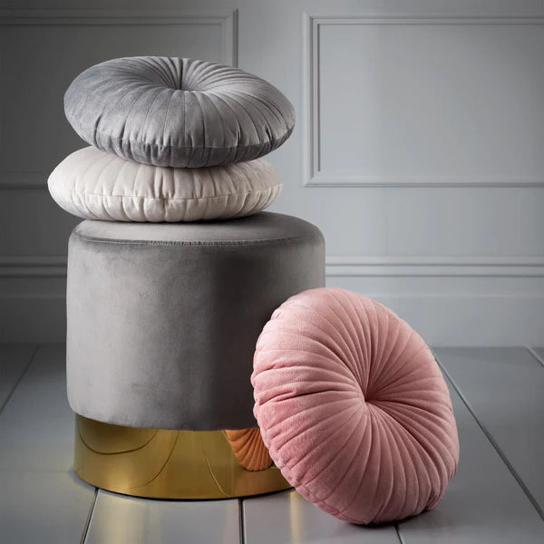 Round Soft Touch Cushion in Grey by Catherine Lansfield