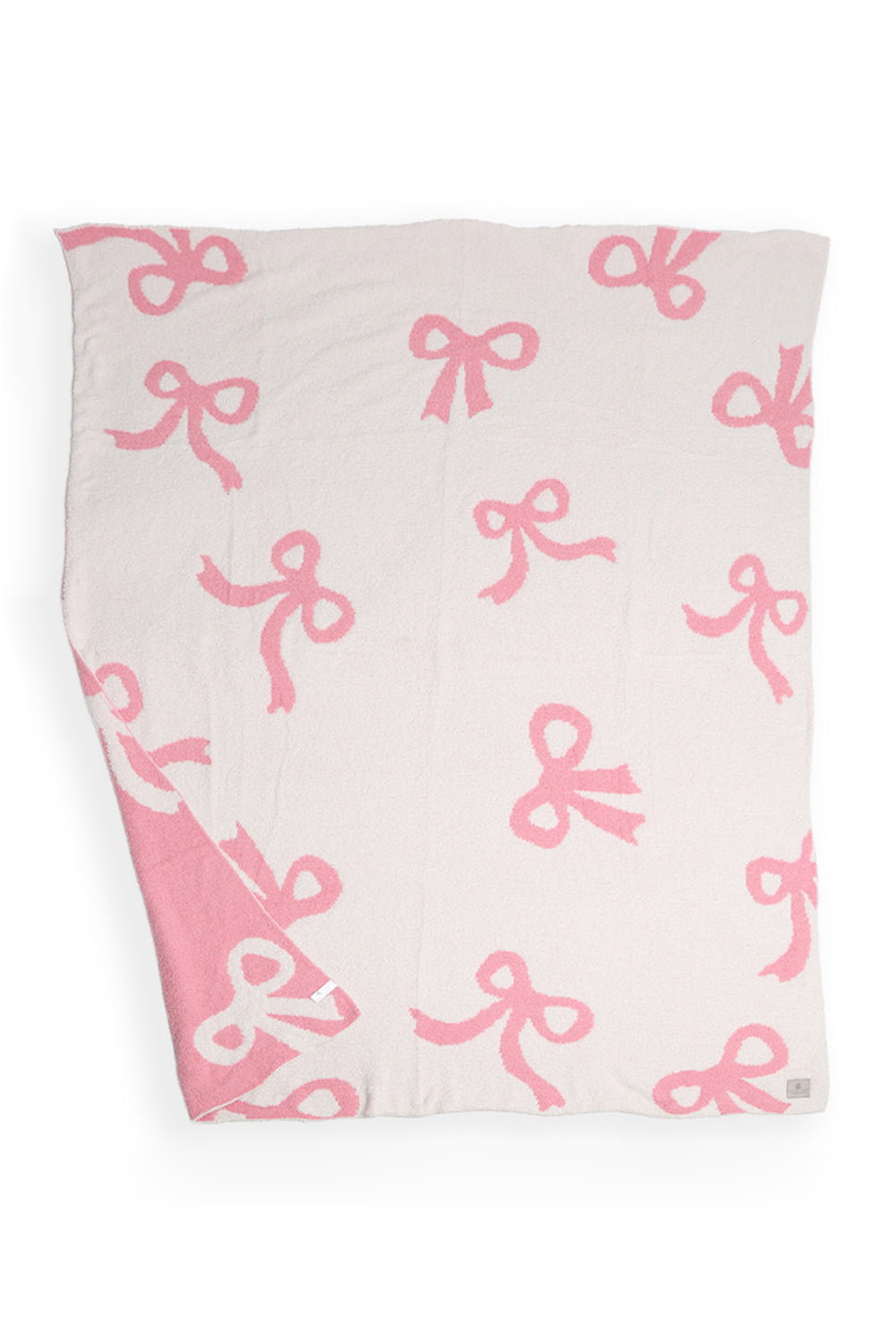 Pink 127 x 152cm Bow Printed Cozy Soft Throw Blanket