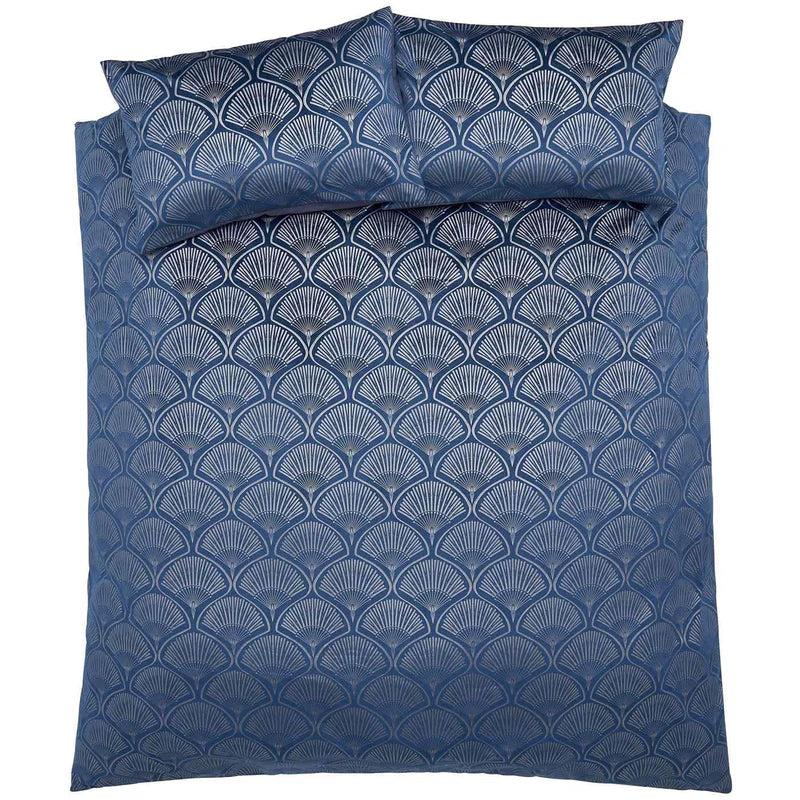 Art Deco Pearl Embellished Navy Blue Duvet Cover Set by Catherine Lansfield