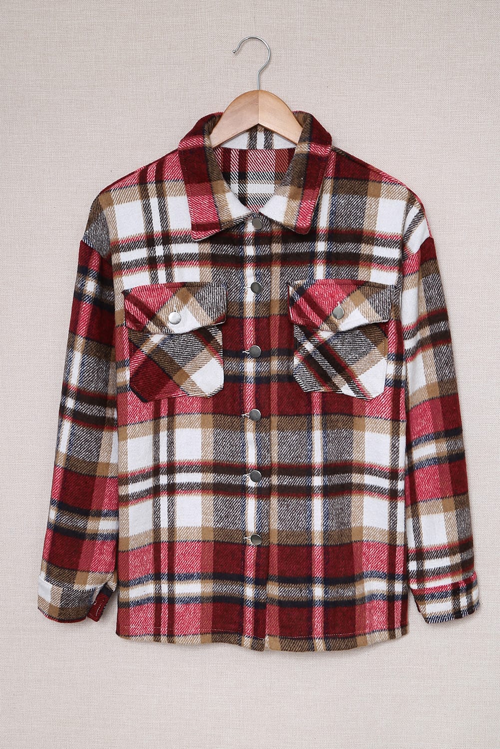 Multicolour Plaid Casual Button Up Flannel Shacket