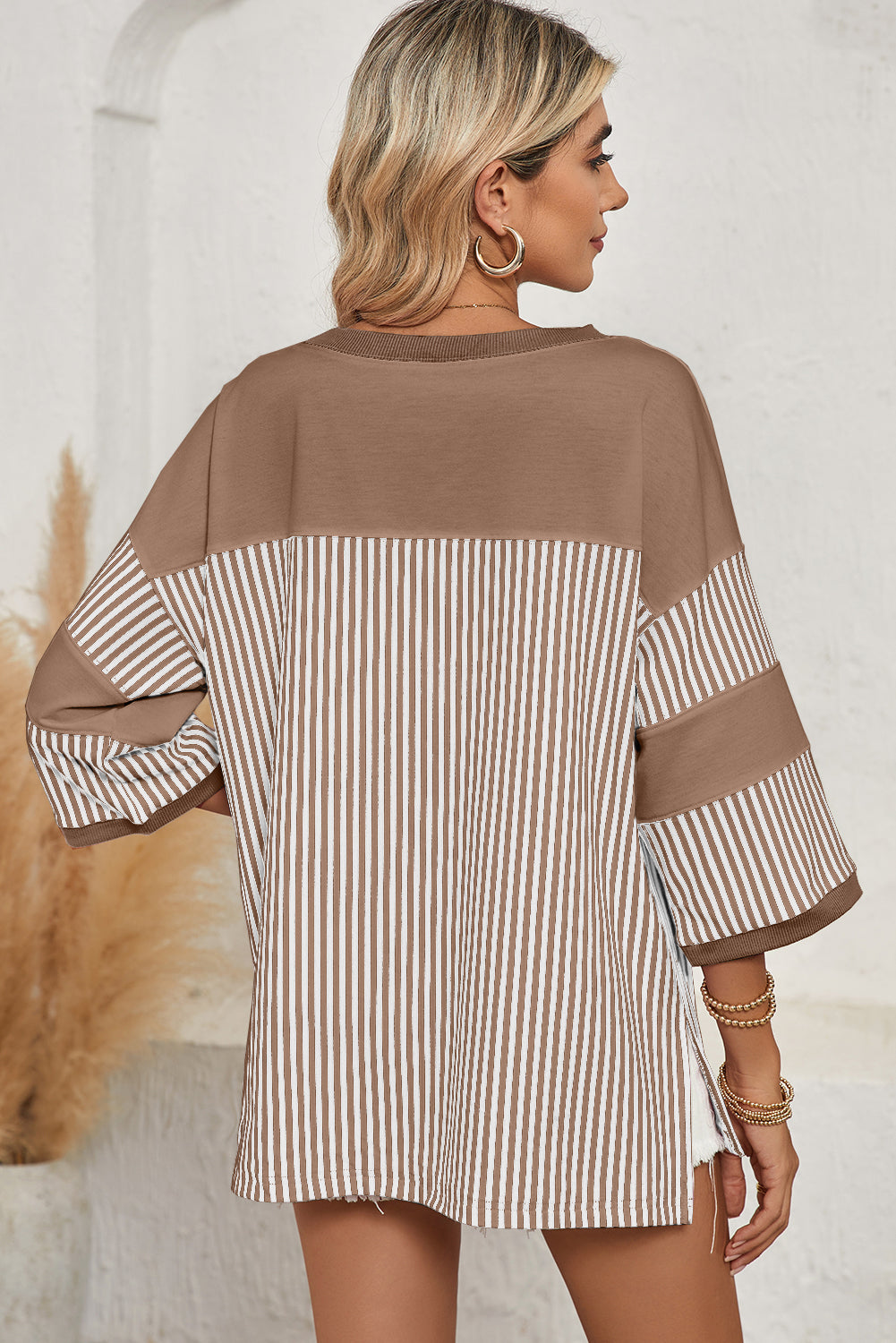 Striped Patchwork Oversized Tee