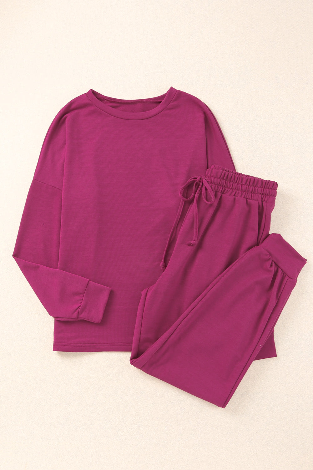 Casual Long Sleeve Pullover & Joggers Pajamas Set