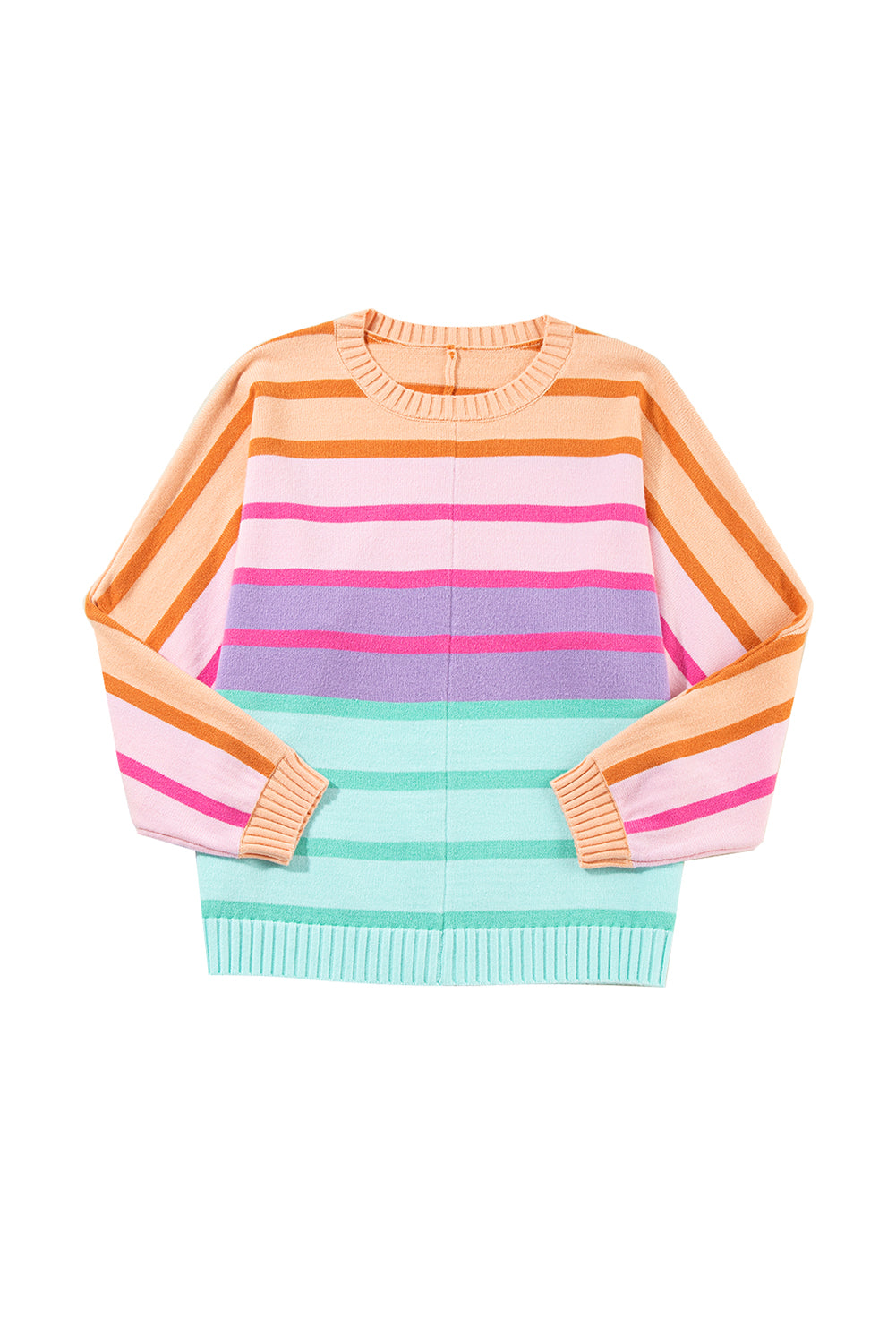 Striped Ribbed Edge Gradient Loose Sweater