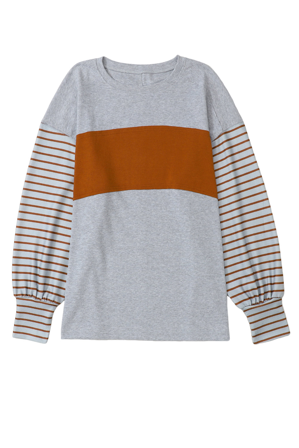 Colorblock Striped Bishop Sleeve Top