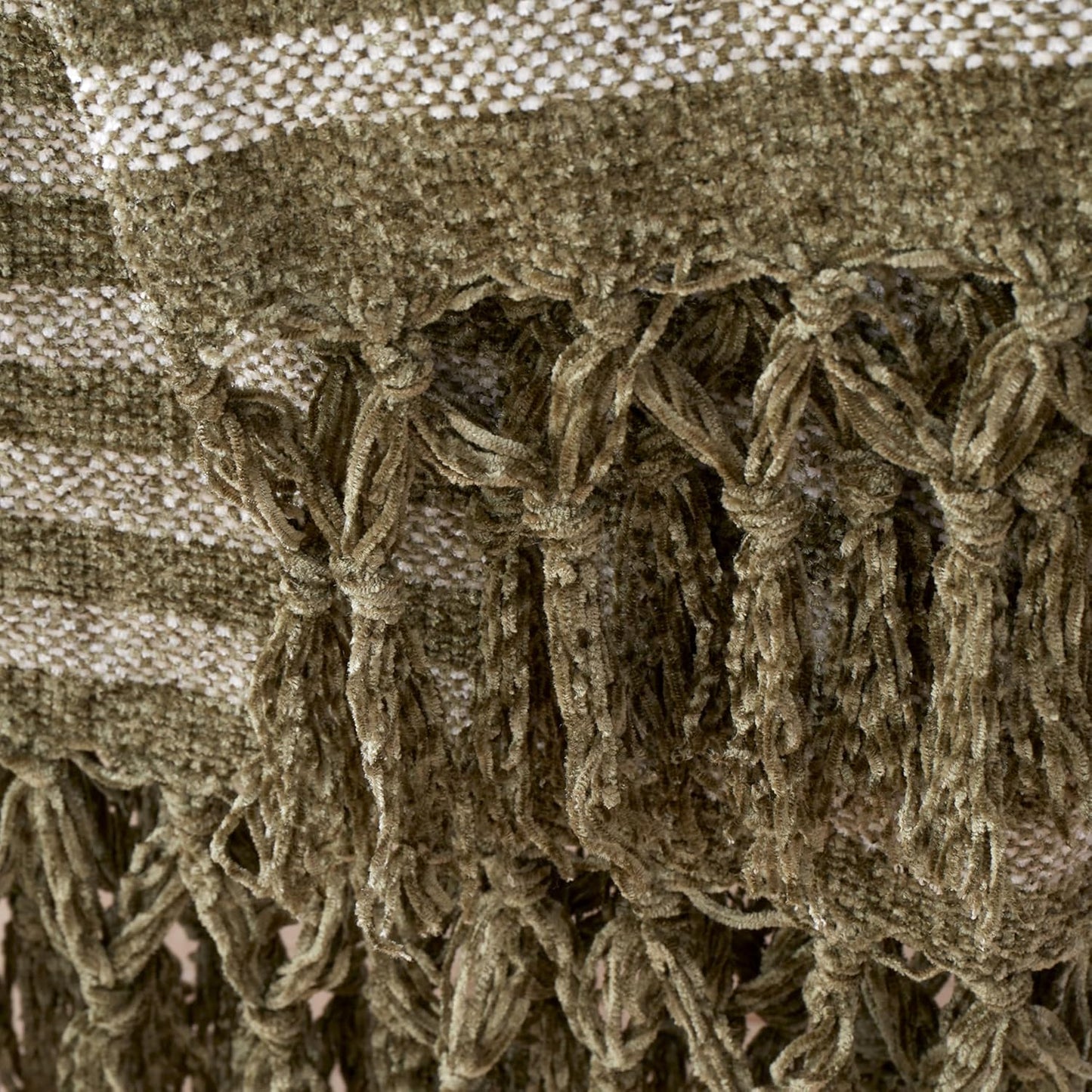 Stripe Chenille Blanket Throw in Olive by Catherine Lansfield