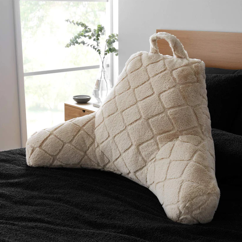 Natural Cosy Diamond Faux Fur Cuddle Cushion - Catherine Lansfield