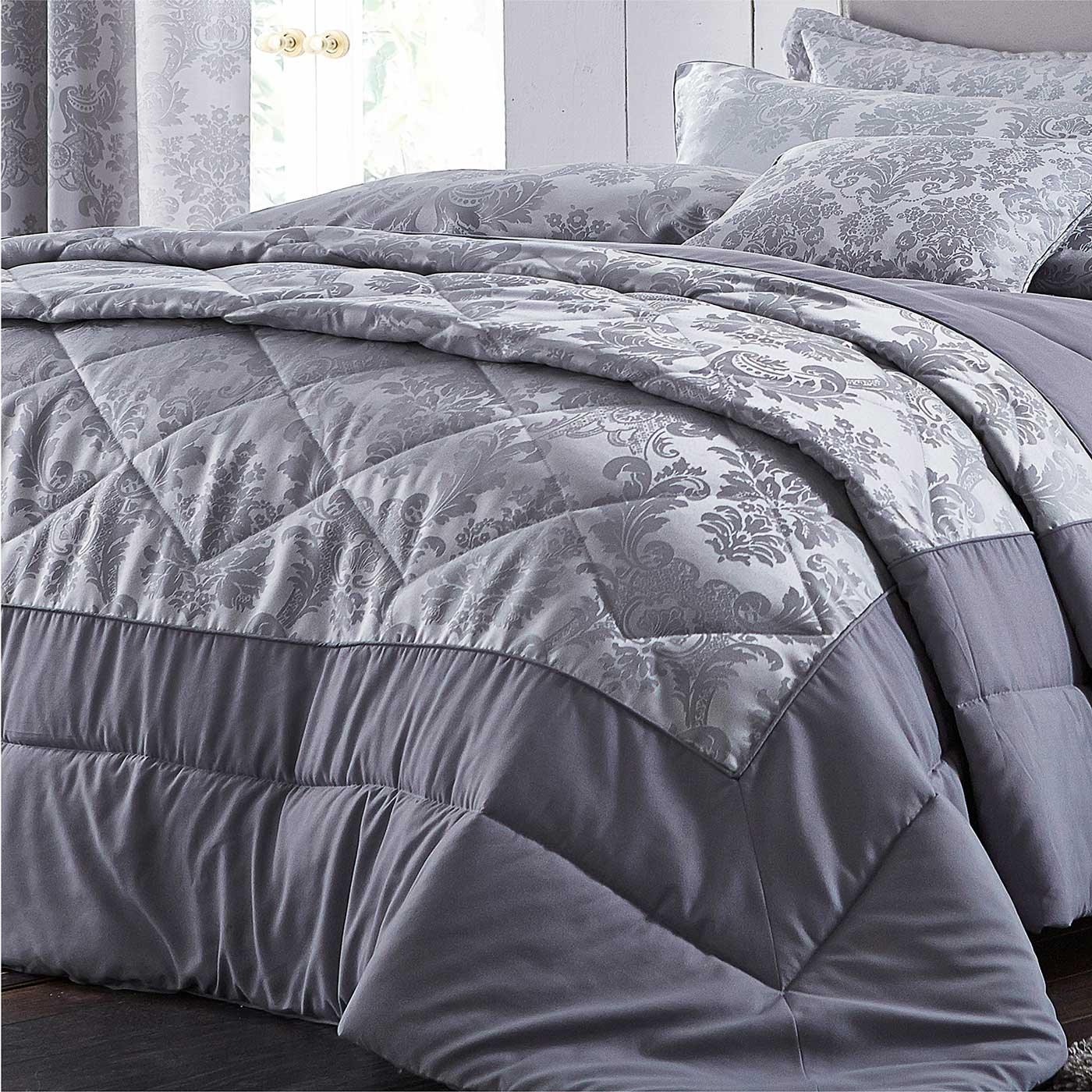 Damask Jacquard Luxury Silver Duvet Cover Set by Catherine Lansfield