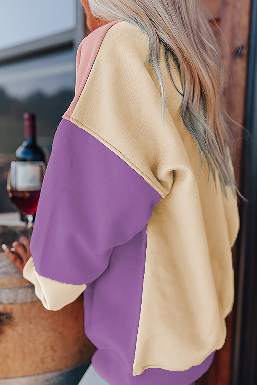 Meadow Mauve Colourblock Patchwork Drop Shoulder Sweatshirt