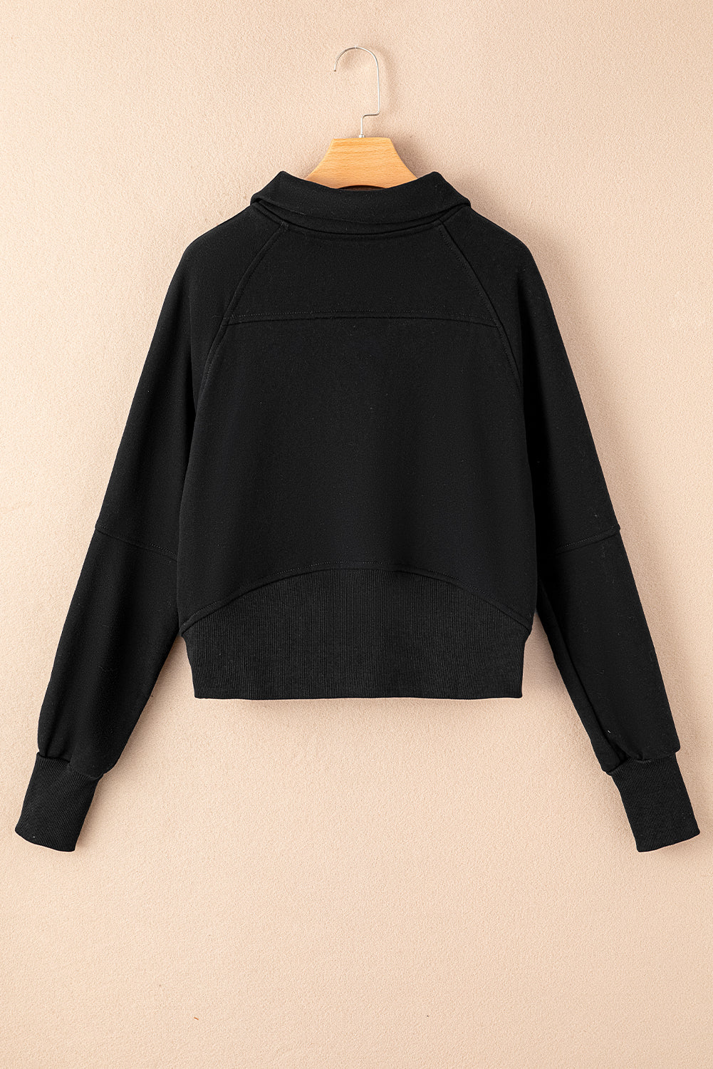 Zip Up Stand Collar Ribbed Thumbhole Sleeve Sweatshirt - 12 Colours Available