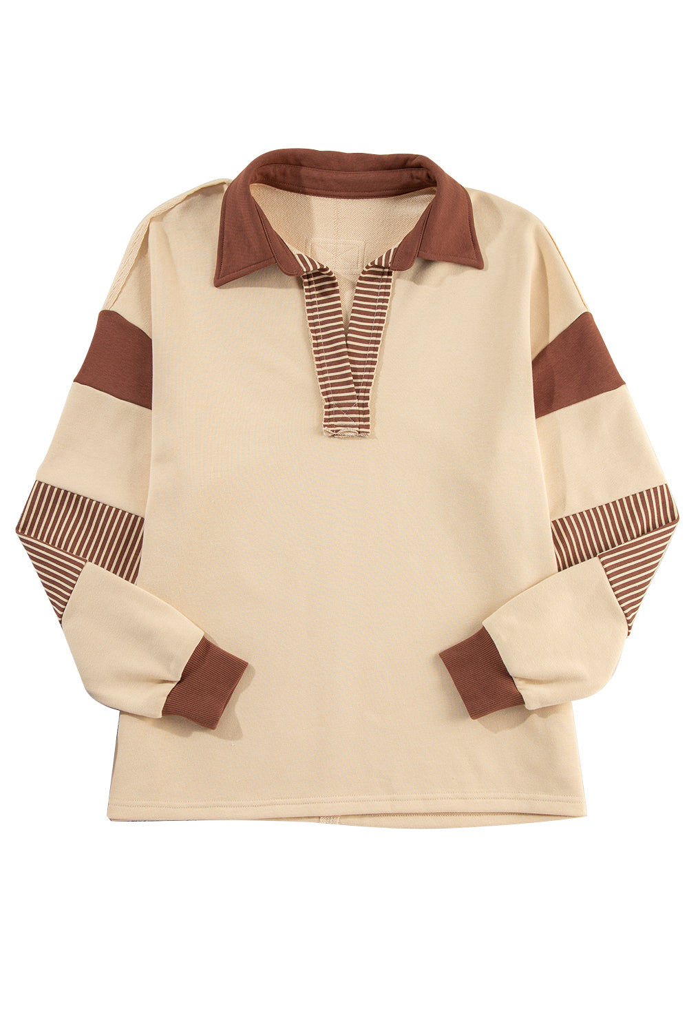 Striped Patchwork Collar Sweatshirt