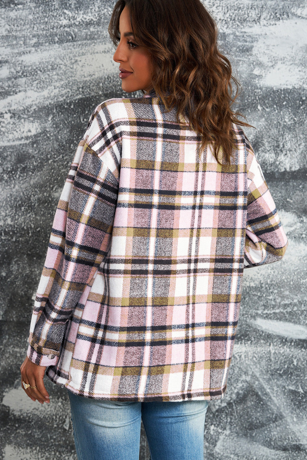 Multicolour Plaid Casual Button Up Flannel Shacket