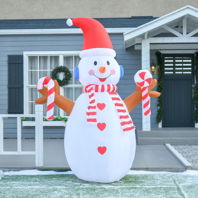 8ft Christmas Inflatable Snowman with Candy and Rotating Lights