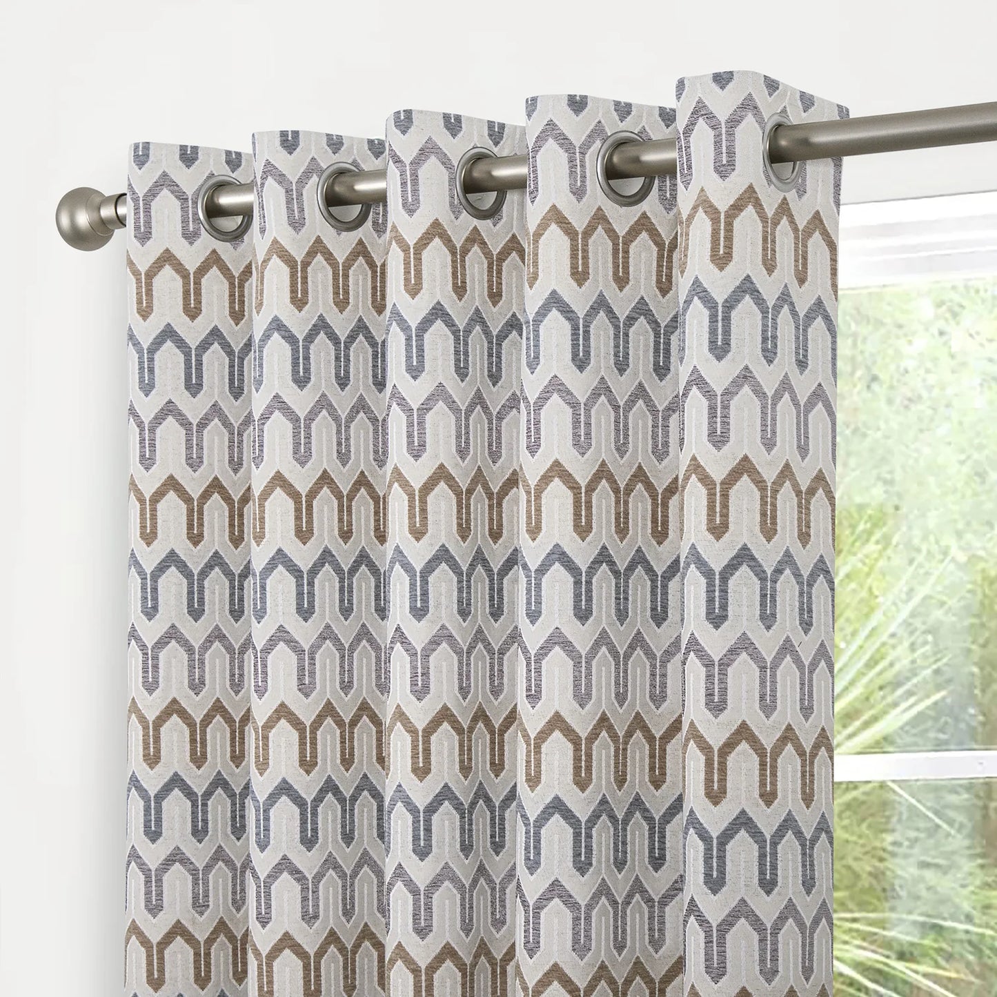 Arcadia Pair of Eyelet Curtains by Curtina in Natural