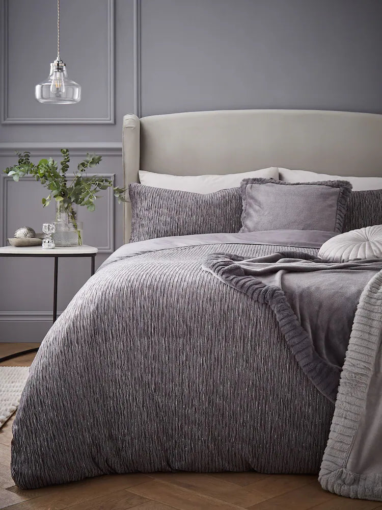 Allure Sparkle Duvet Cover Set in Grey by Catherine Lansfield