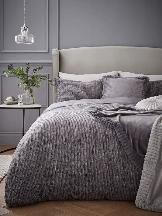 Allure Sparkle Duvet Cover Set in Grey by Catherine Lansfield