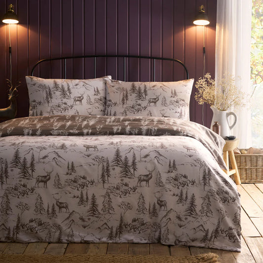 Alpine Stag Duvet Cover Set by Dreams & Drapes Lodge in Natural