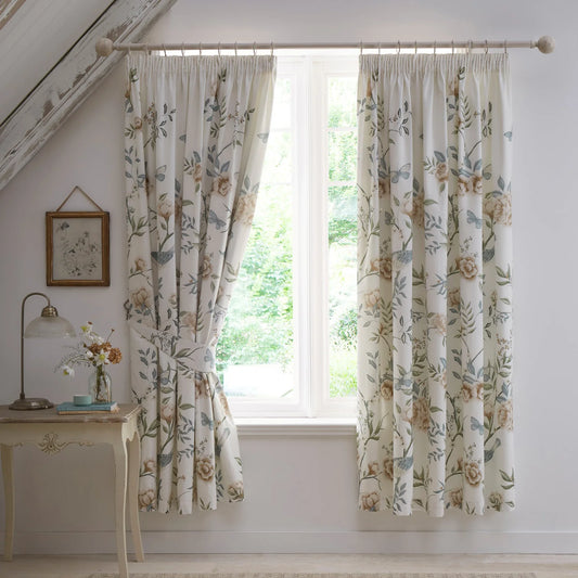 Amelle Pencil Pleat Curtains With Tie-Backs by Dreams & Drapes Design in Green