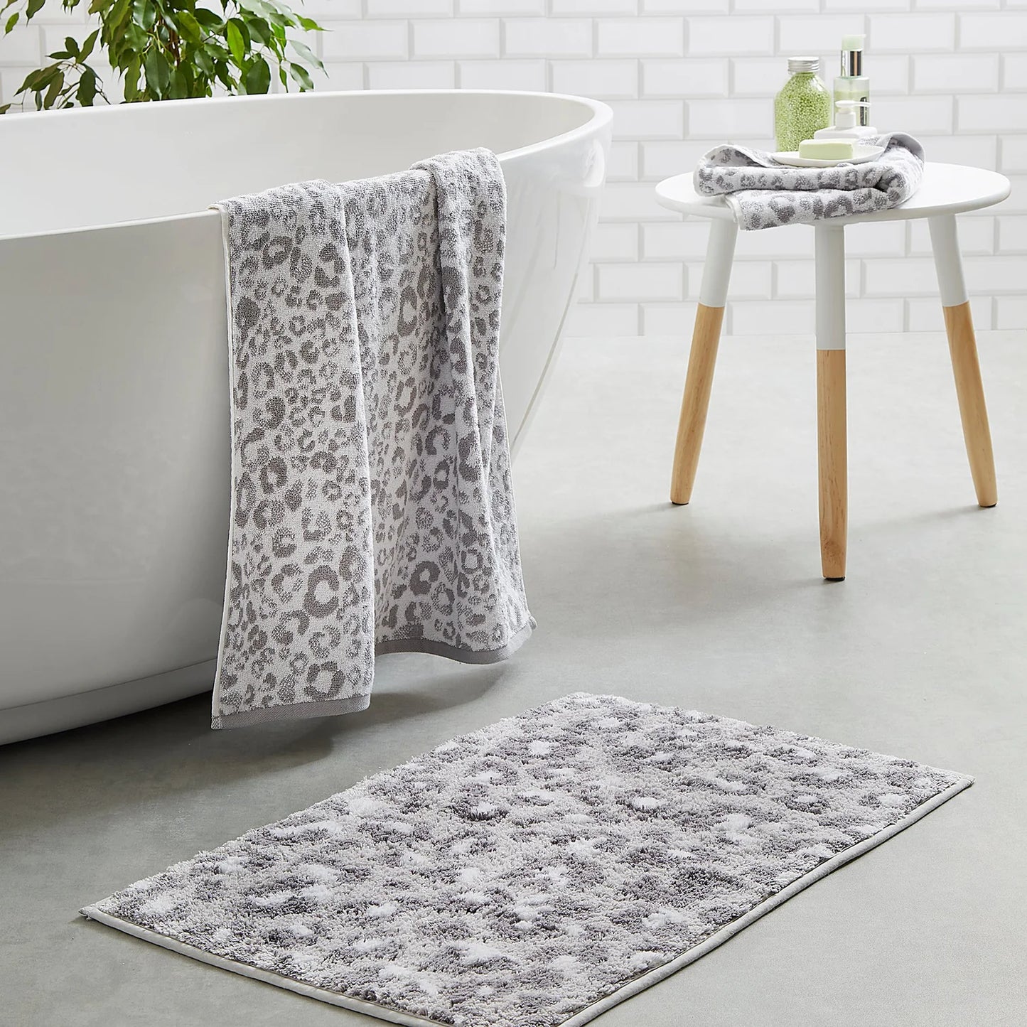 Animal Print Bath Mat by Fusion Bathroom in Grey