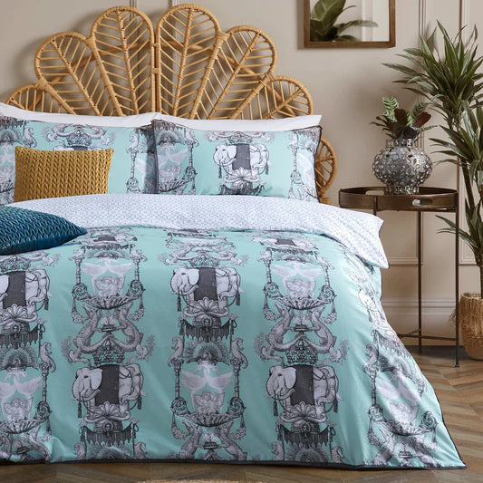 Duck Egg Animalia Duvet Cover Set by Laurence Llewelyn-Bowen