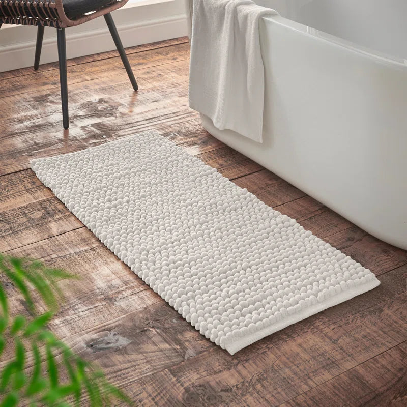 Aspen Bobble Bath Mat or Bath Runner in White by Bianca