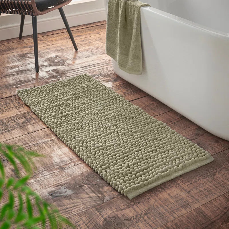 Aspen Bobble Bath Mat or Bath Runner in Sage Green by Bianca