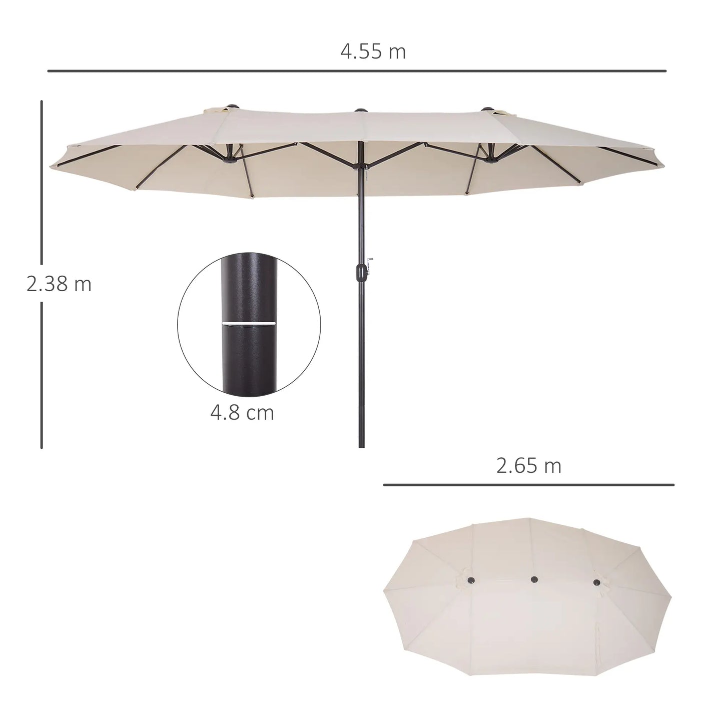 4.6m Double Garden Parasol - Beige