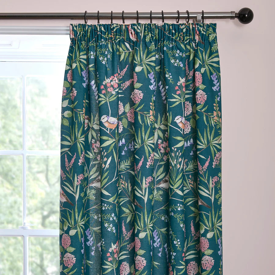 Caraway Pair of Pencil Pleat Curtains by Dreams & Drapes Design in Green