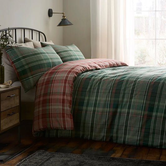Bennet Check Duvet Cover Set by Dreams & Drapes Lodge in Green