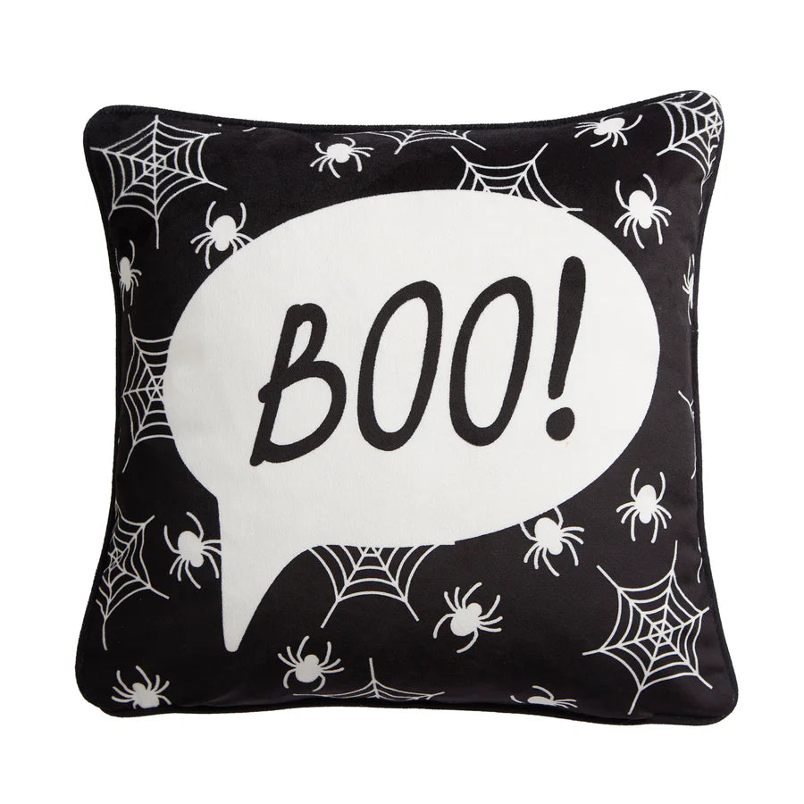 Boo Filled Cushion by Bedlam in Black