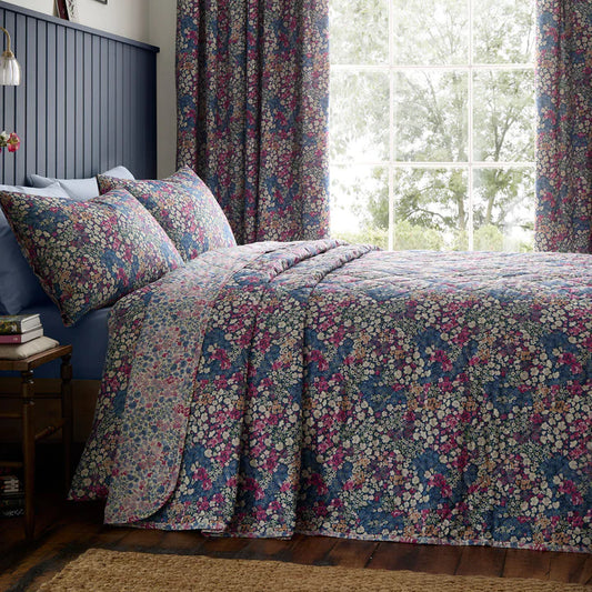 Bessie Bedspread by Dreams & Drapes Design in Navy