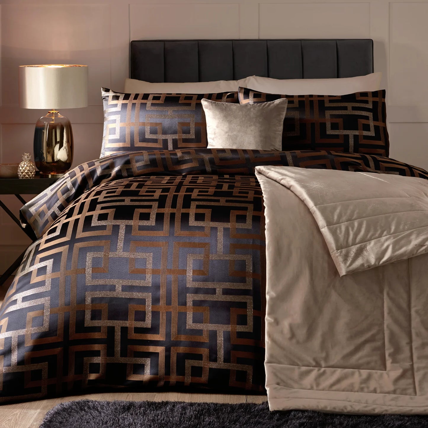 Bardon Duvet Cover Set by Soiree in Black