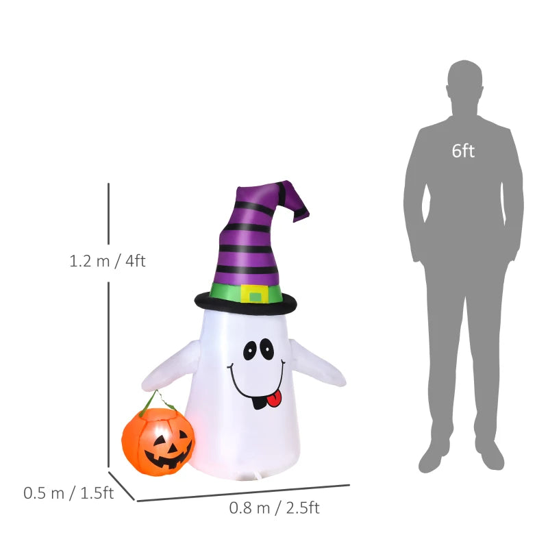 1.2m Witch Ghost Halloween Inflatable Decoration with LED Lights