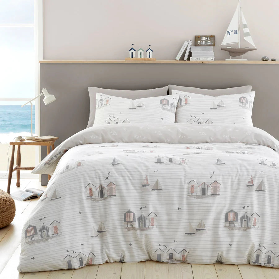 Beach Huts Duvet Cover Set by Fusion in Natural