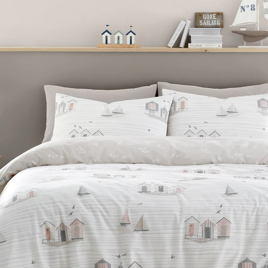 Beach Huts Duvet Cover Set by Fusion in Natural