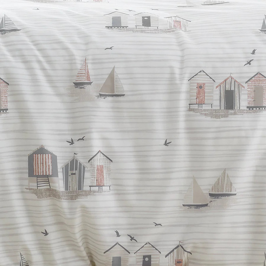 Beach Huts Duvet Cover Set by Fusion in Natural