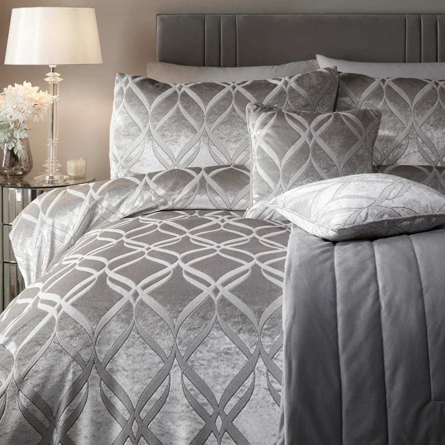 Belfort - Duvet Cover Set by Soiree in Silver