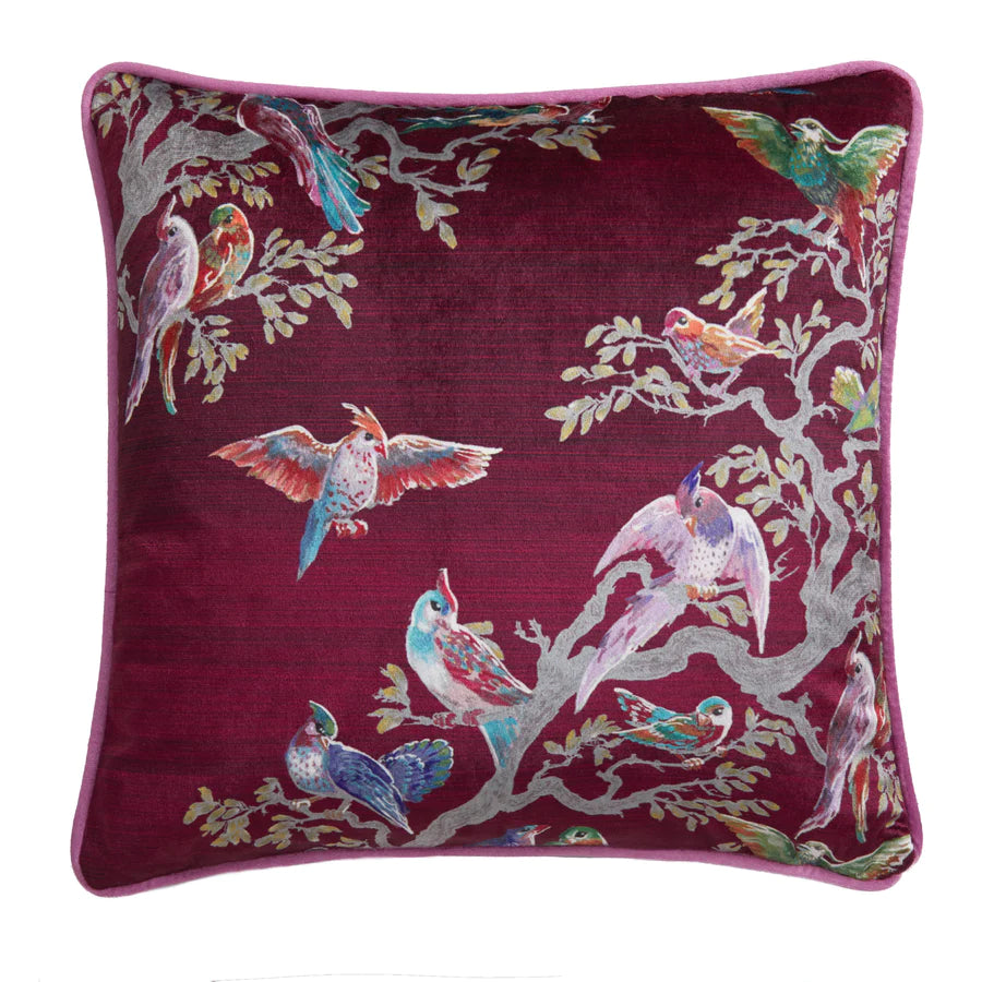 Birdity Absurdity Filled Cushion by Laurence Llewelyn-Bowen in Pink