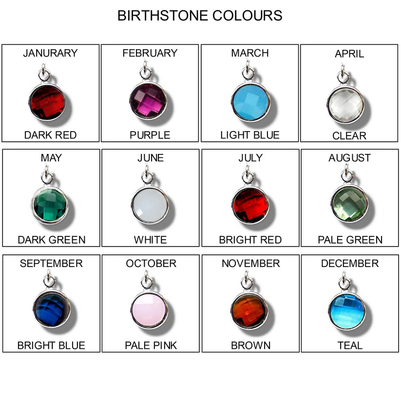 Birthstone Charm Silver Necklace