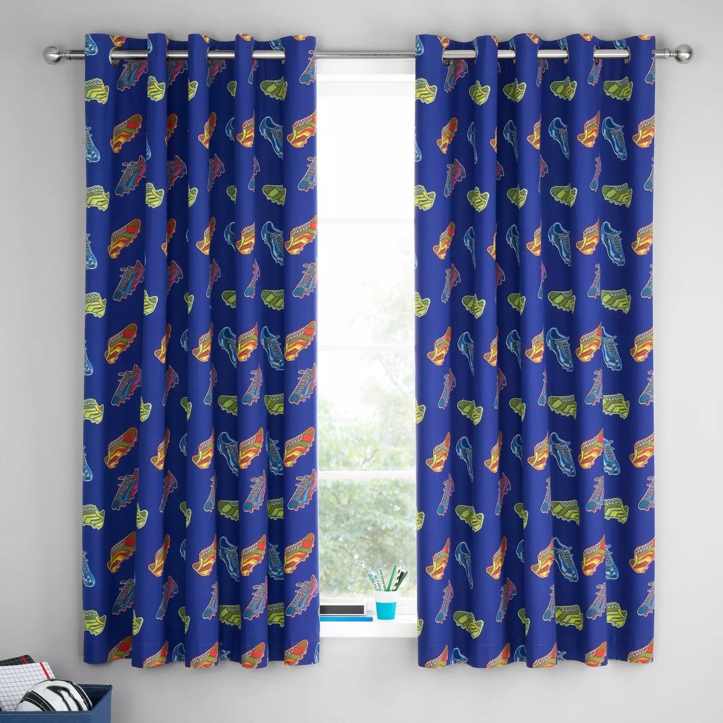 Bright Football Eyelet Curtains by Catherine Lansfield Kids