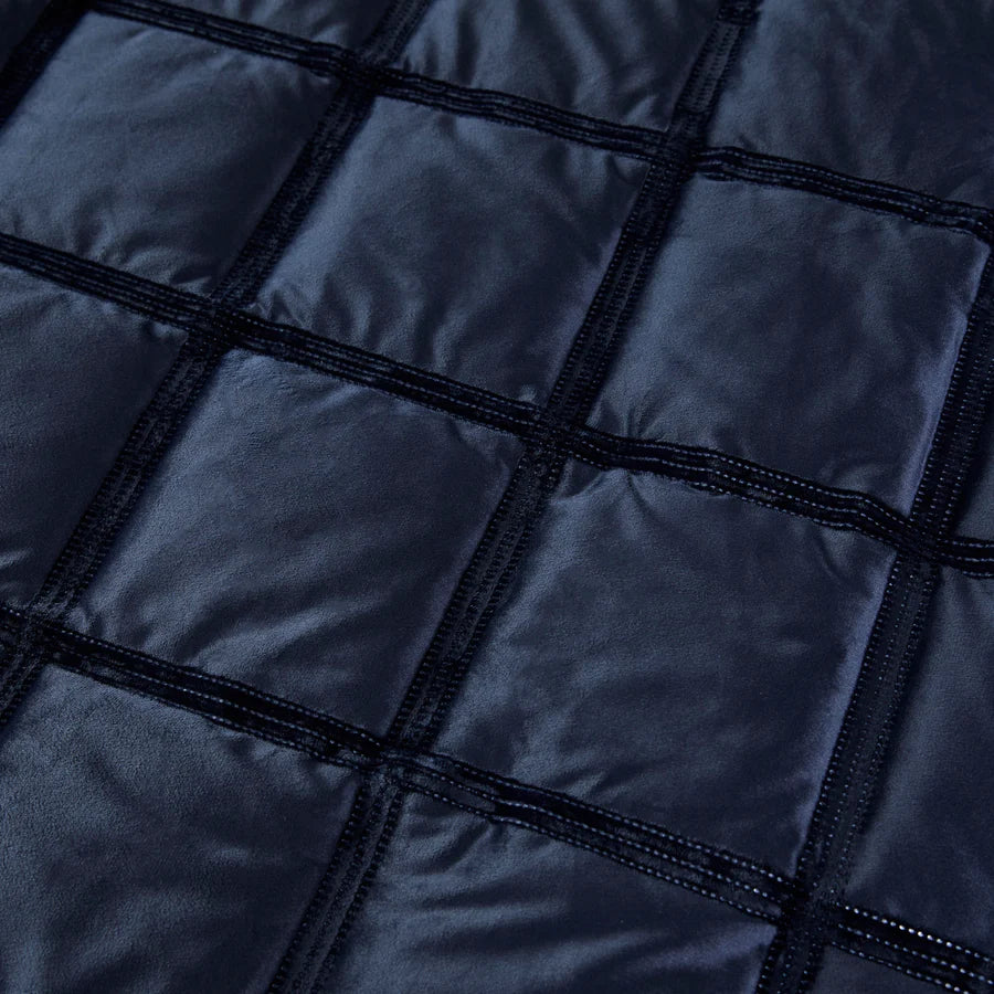 Brighton Square Velvet Navy Duvet Cover Set by Soiree