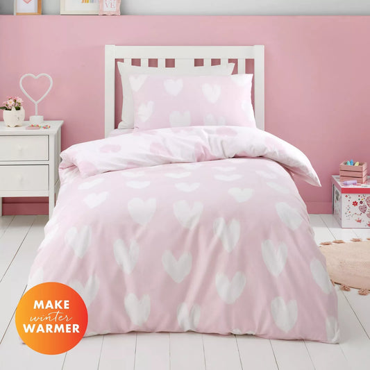 Brushed Hearts Duvet Cover Set by Catherine Lansfield Kids