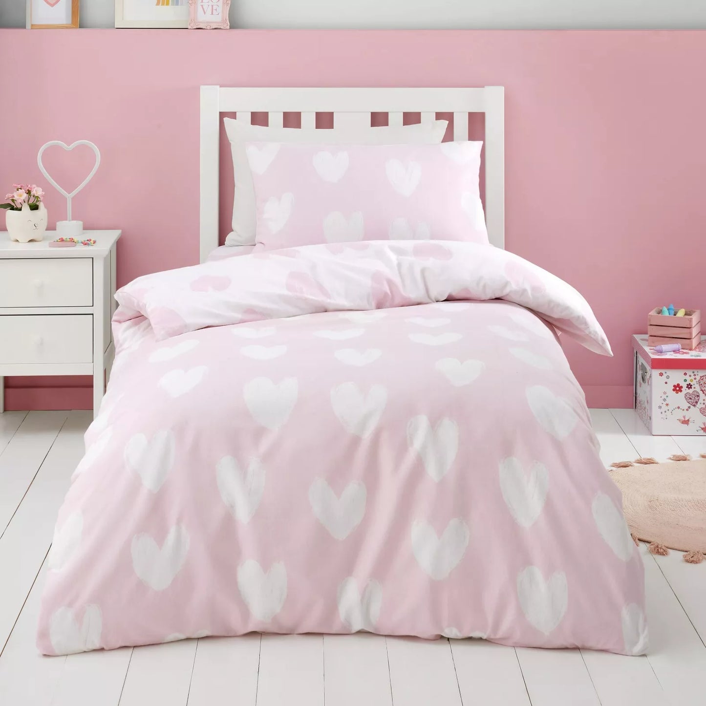 Brushed Hearts Duvet Cover Set by Catherine Lansfield Kids