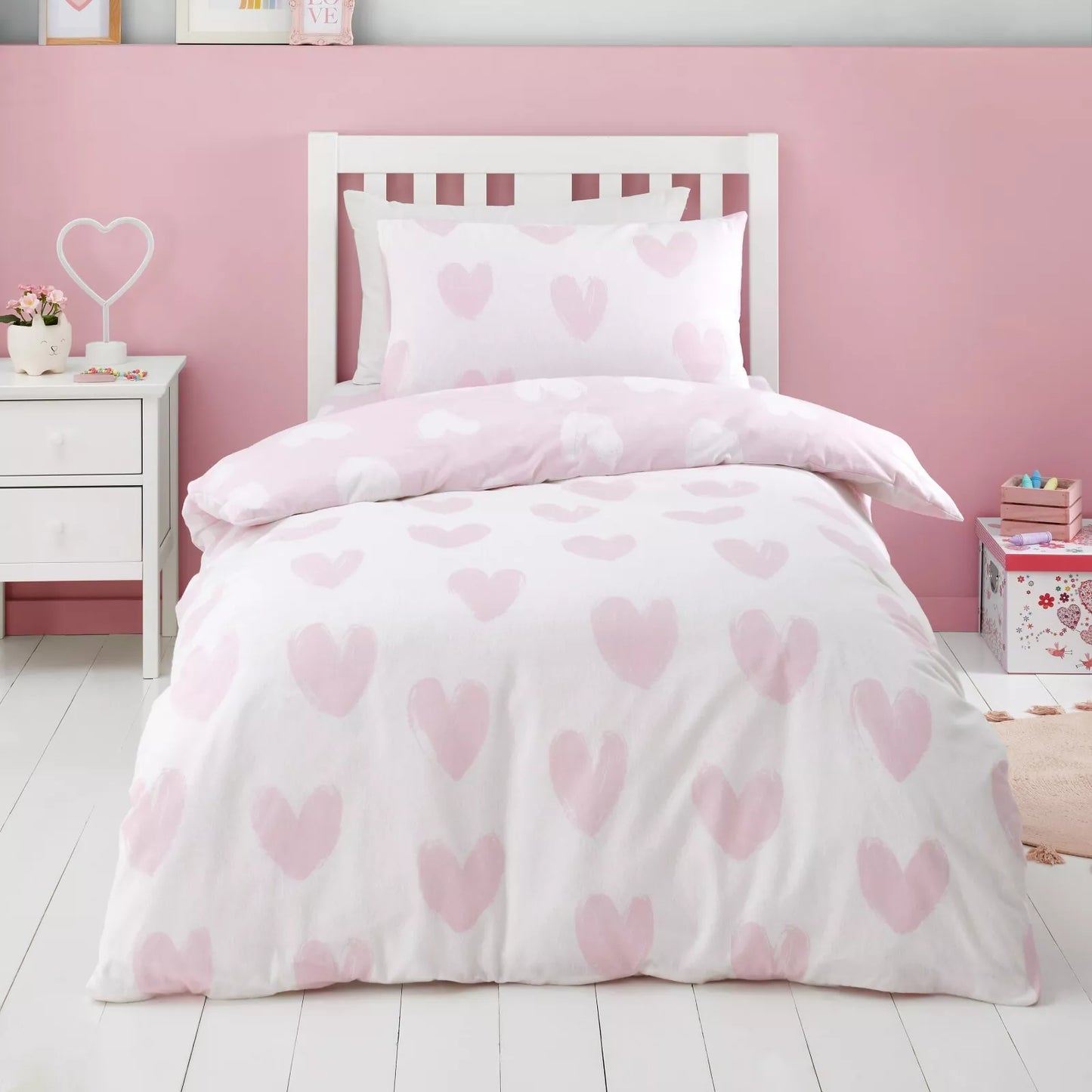 Brushed Hearts Duvet Cover Set by Catherine Lansfield Kids