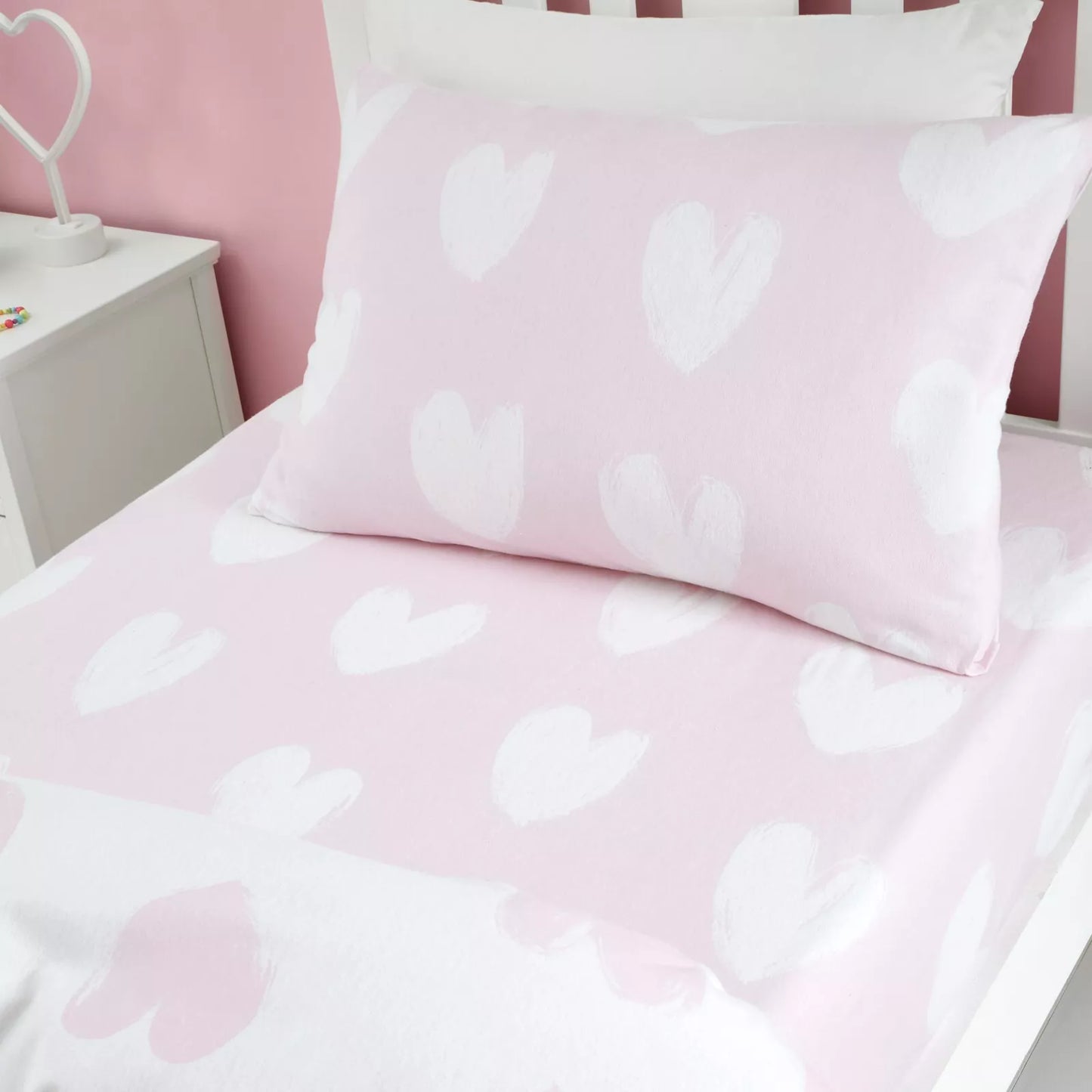 Brushed Hearts Fitted Sheet by Catherine Lansfield Kids