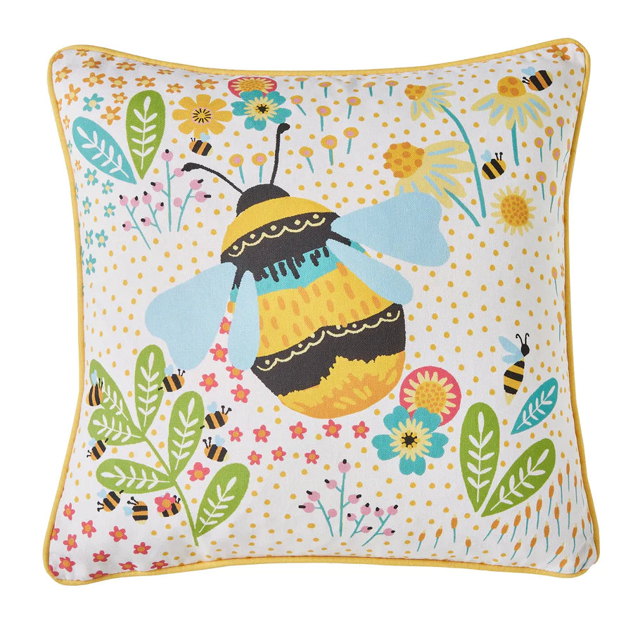 Buzzy Bee Outdoor Filled Cushion by Fusion in Ochre