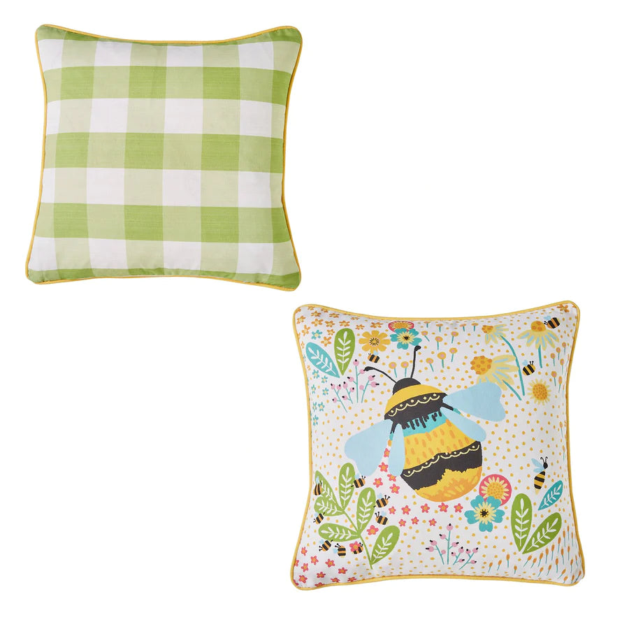 Buzzy Bee Outdoor Filled Cushion by Fusion in Ochre