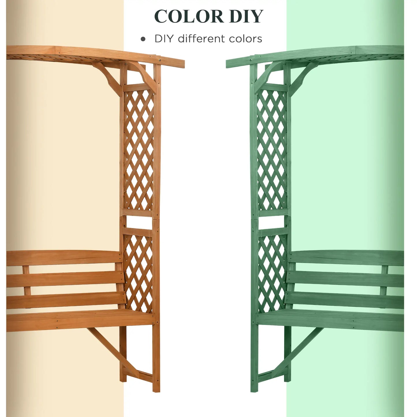 Garden Bench, Wooden Garden Arbour with Seat for Vines/Climbing Plants - Brown