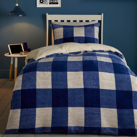 Theo Check Duvet Cover Set by Bedlam in Blue