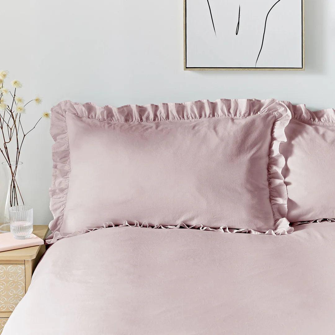 Cassia Frill 100% Cotton Duvet Cover Set by Appletree Loft in Lavender